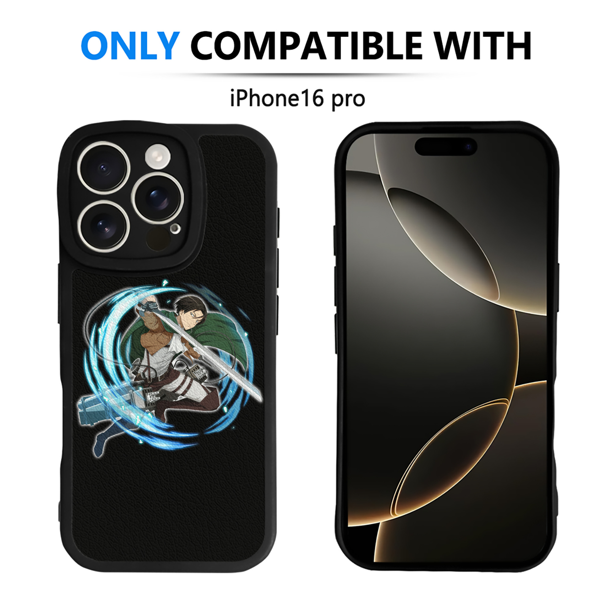 （画像用） 進撃の巨人 リヴァイ·アッカーマン Attack on Titan Levi Ackerman 【iPhone 16シリーズ対応】シリコンスマホケース（レザー調） 材質：シリコン